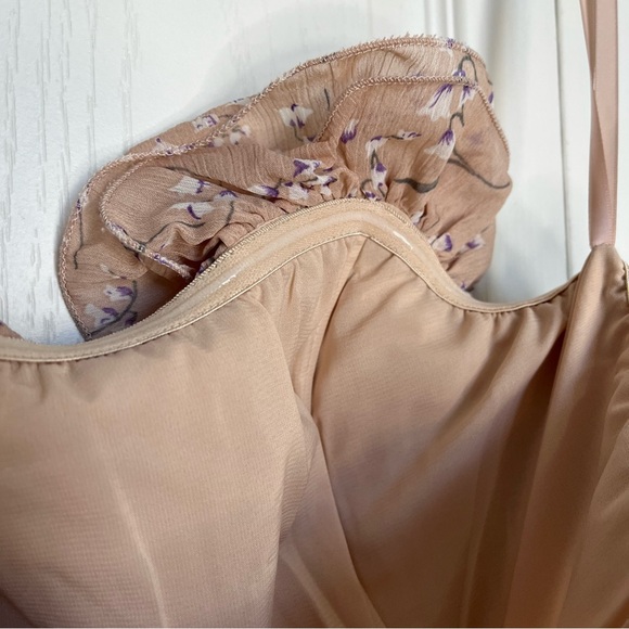 JAZZ BARDOT NECKLINE WIDE LEG SPLIT JUMPSUIT FLORAL PRINT BLUSH OFF-SHOULDERS - Picture 13 of 13